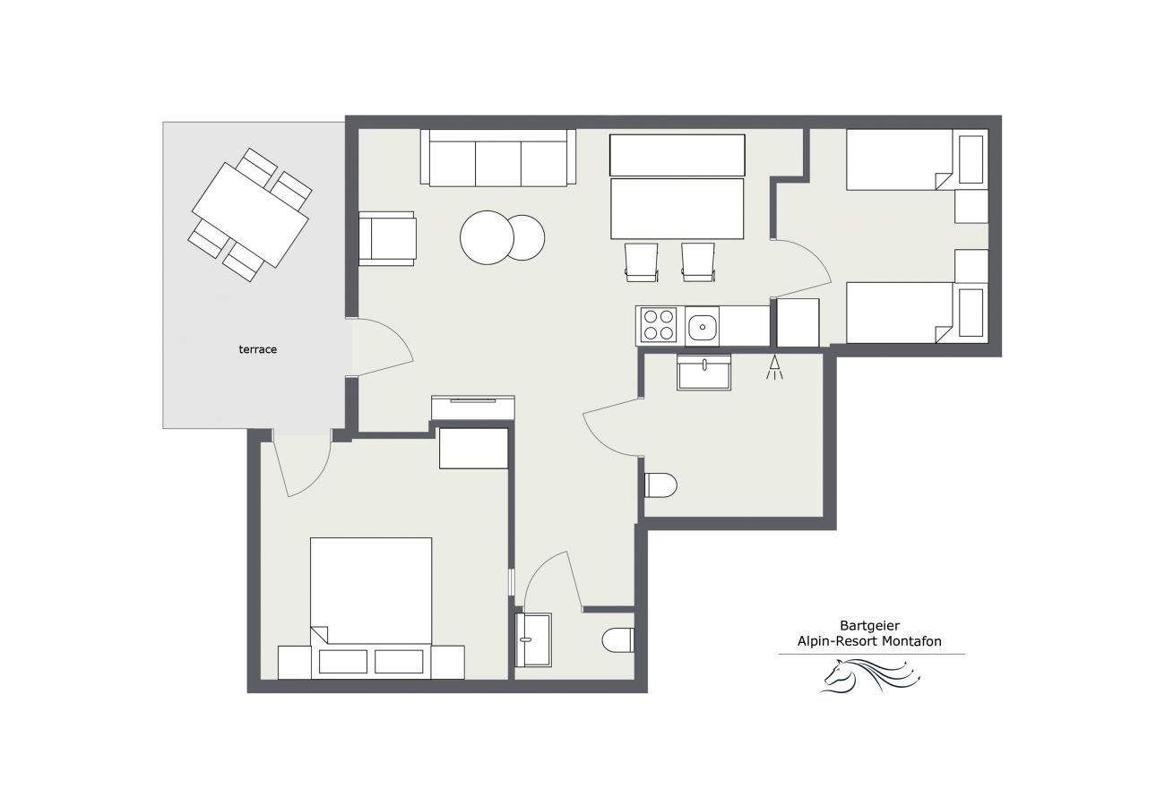 Appartement in Gargellen - Zwei-Schlafzimmer Wohnapartment 