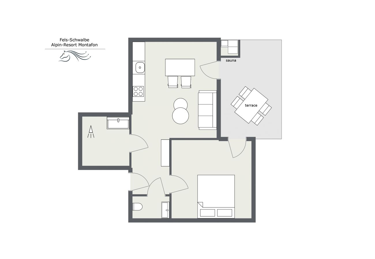 Ferienwohnung in Gargellen - Zwei-Raum Apartment mit einem Schlafzimmer 