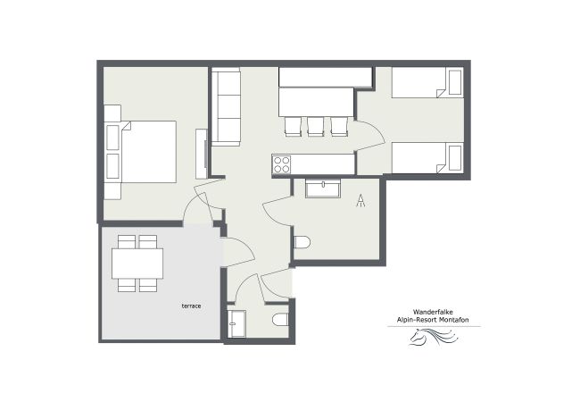 Ferienwohnung in Gargellen - Apartment mit zwei Schlafzimmer mit Doppelbett und Einzelbetten  Ferienwohnung in Gargellen - Apartment mit zwei Schlafzimmer mit Doppelbett und Einzelbetten