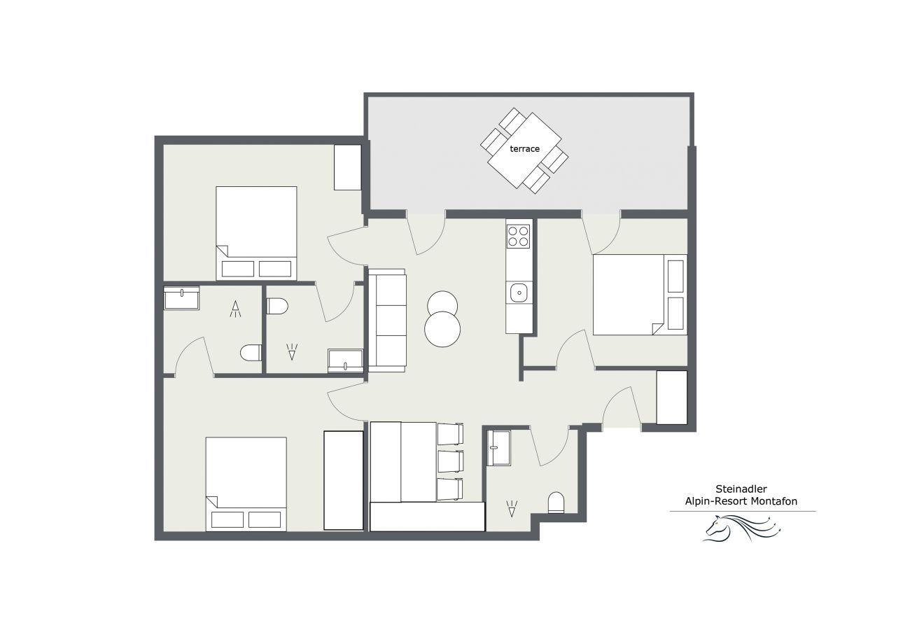 Ferienwohnung in Gargellen - Premium Drei-Schlafzimmer Apartment 